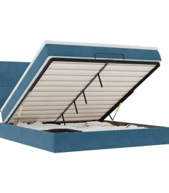 Ottoman bed met matrassen 160x200cm fluweel donkerblauw