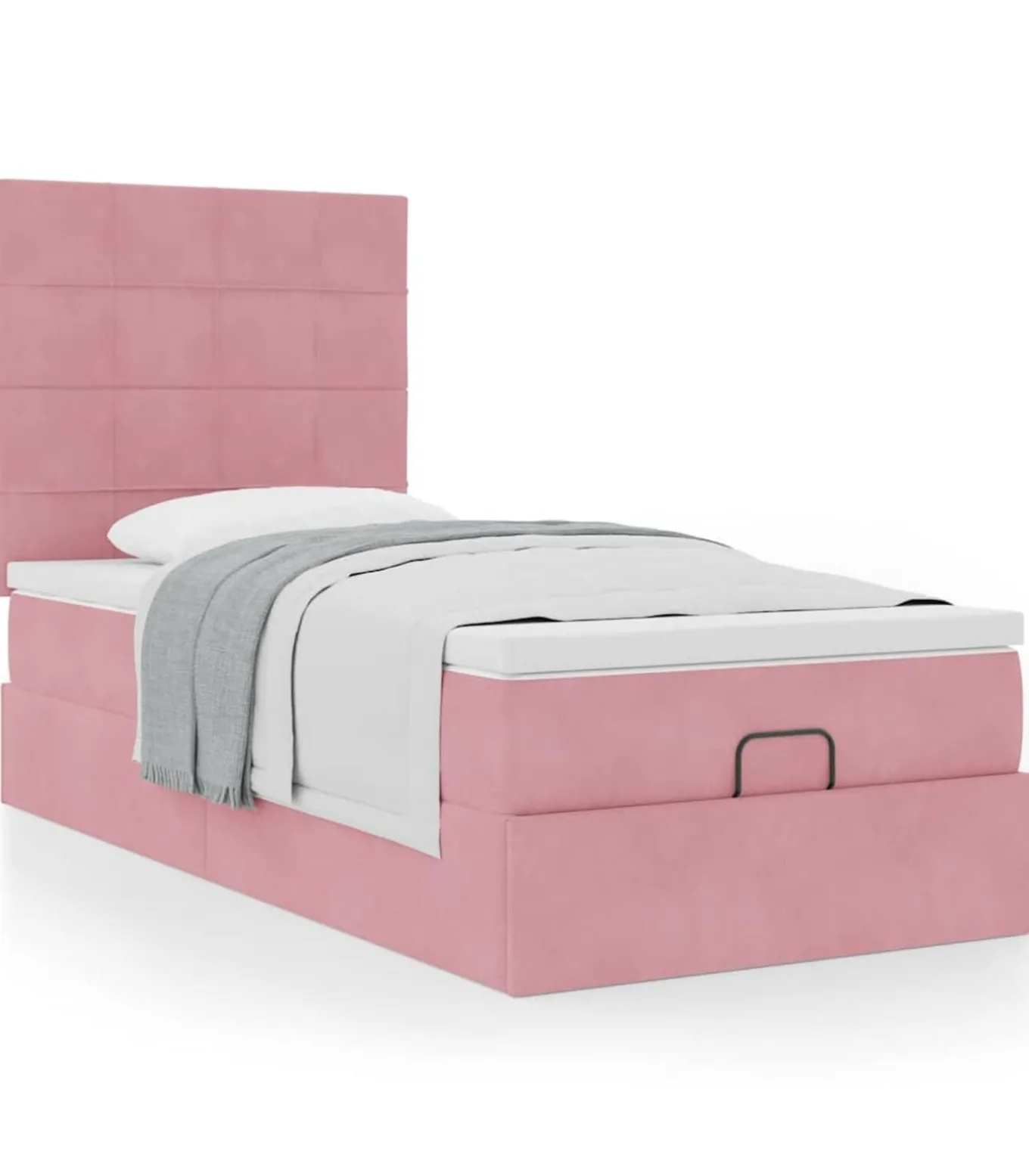 Ottoman bed met matrassen 100x200cm fluweel roze