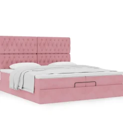 Ottoman bed met matrassen 200x200cm fluweel roze