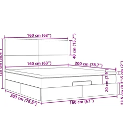 Ottoman bed met matrassen en LED's 160x200cm fluweel