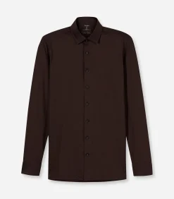 Overhemd Modern Fit 24/7 Jersey Donkerbuin