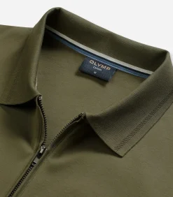 Overhemd Zip Pullover Olijfgroen