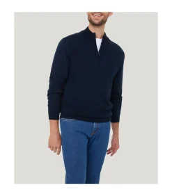 Overhemd Zip-Pullover Donkerblauw