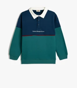 Overhemdkraag Met blokken Sweatshirt