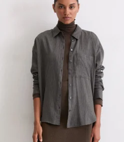 Oversized krijtstreep blouse