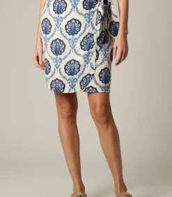 OXALI - Korte bohemien rok met paisleyprint en lurexgaren