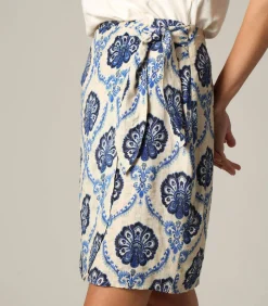 OXALI - Korte bohemien rok met paisleyprint en lurexgaren