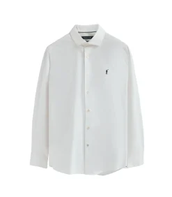 Pack van drie herenhemden van poplin katoen in wit, en hemelblauw en marineblauw met slim fit en Rigby Go-logo