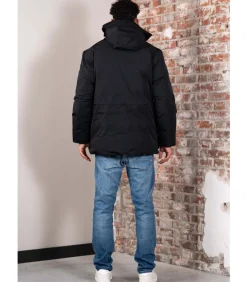 Patch pocket puffer jacket - black