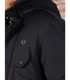 Patch pocket puffer jacket - black