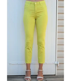PAULA - 7/8 LIME STRETCH KATOENEN JEANS