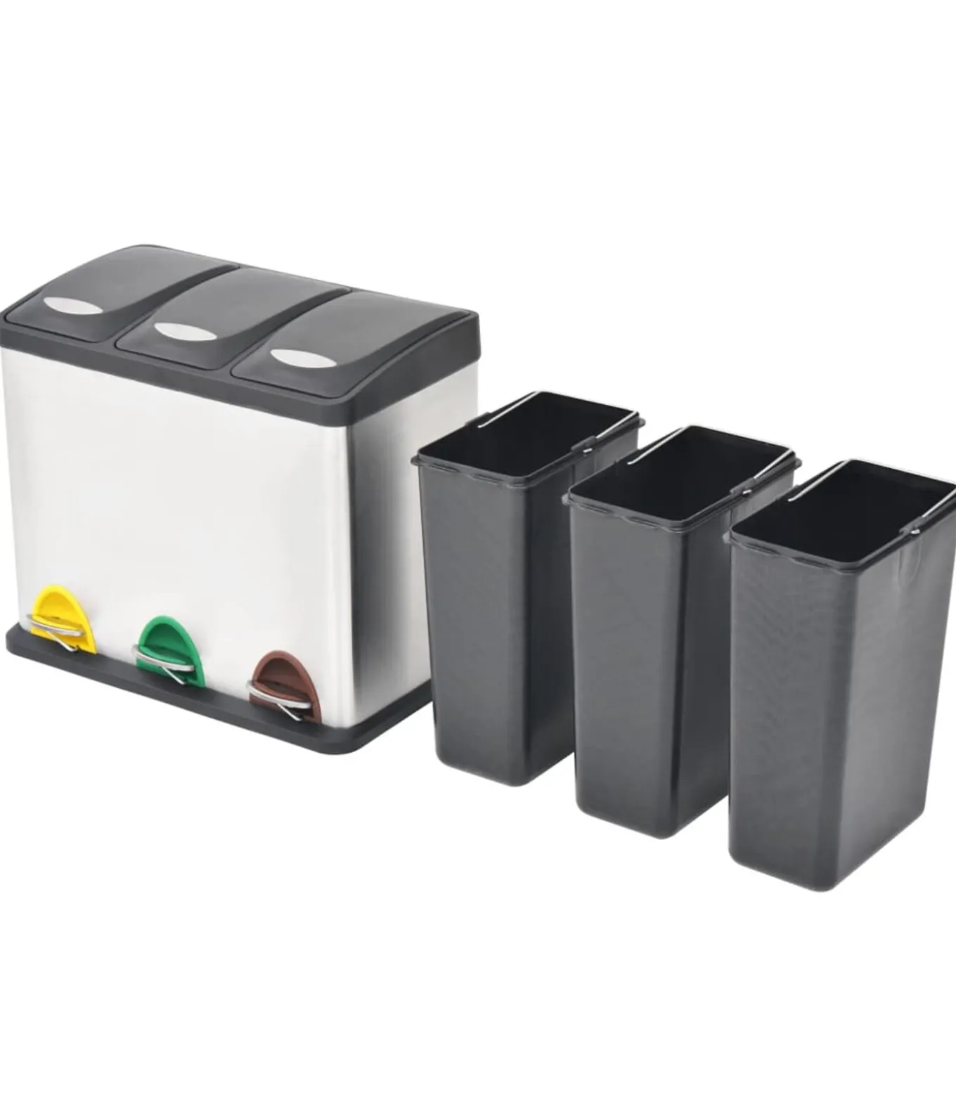 Pedaalemmer voor recycling 24 L roestvrij staal