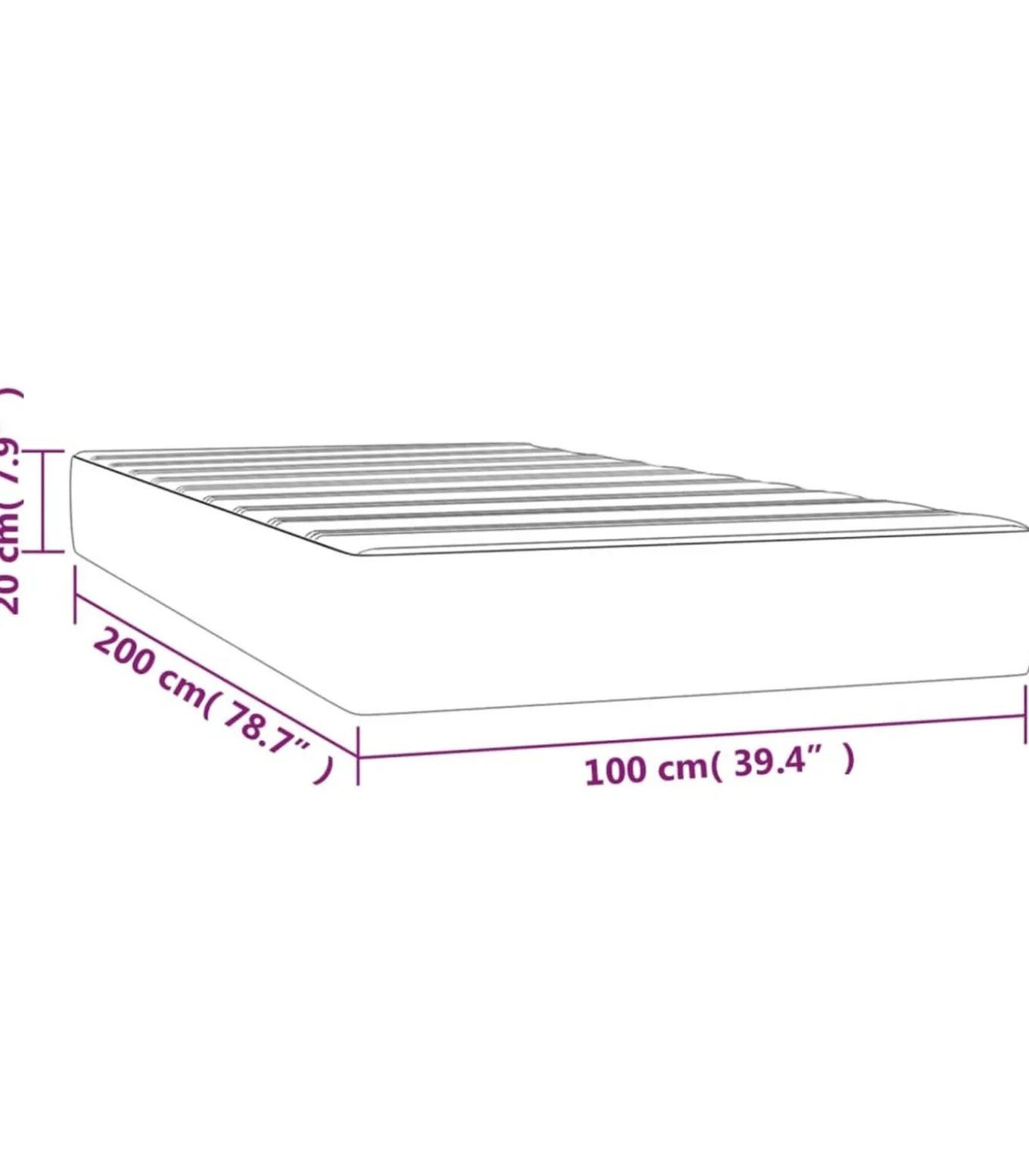 Pocketveringmatras 100x200x20 cm fluweel zwart