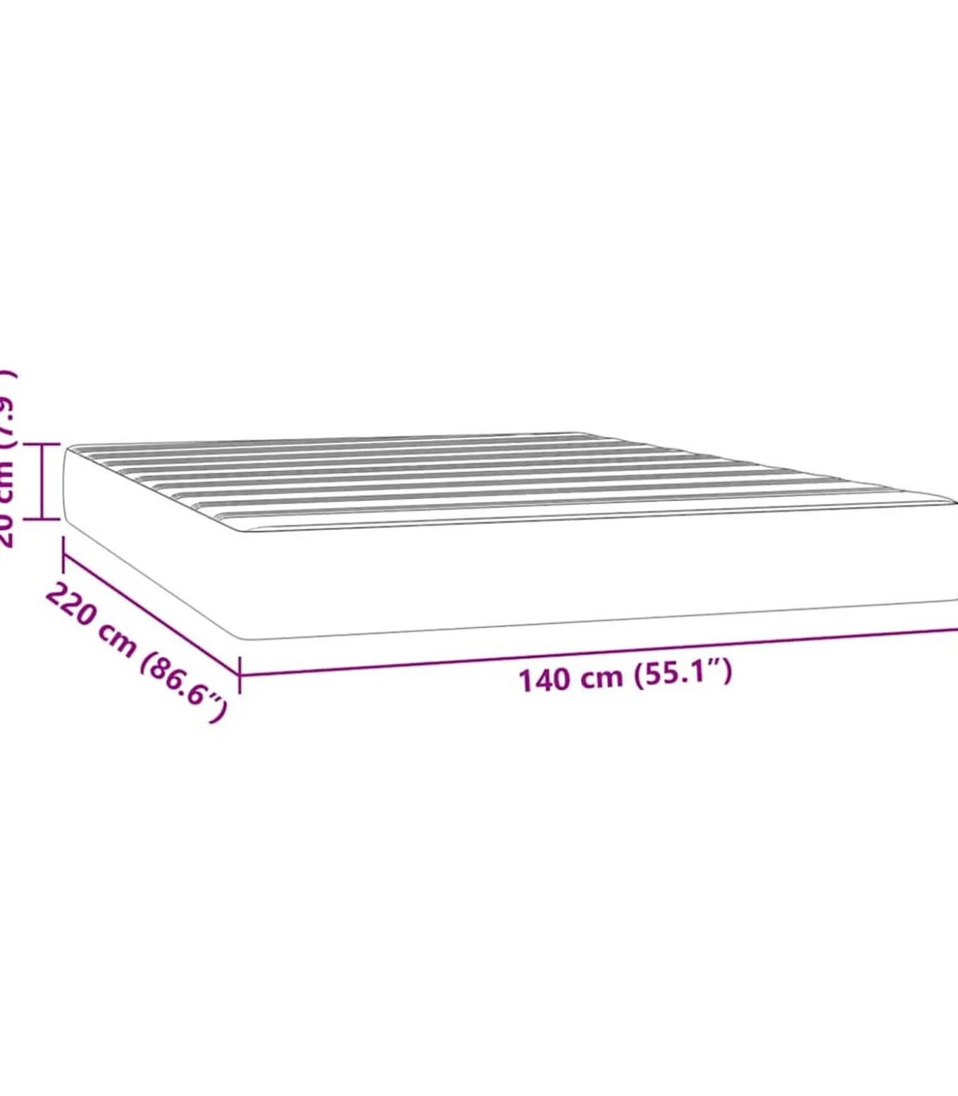 Pocketveringmatras 140x220x20 cm fluweel zwart