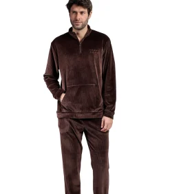 Pyjama broek sweatshirt hoge kraag rits Corduroy