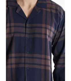 Pyjama Met Doorknoopjasje Ruit Bruin