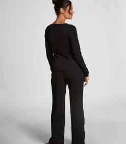 Pyjamatop met lange mouwen Henley