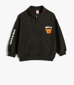 Rechte kraag geborduurd Sweatshirt