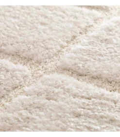 Rechthoekig hoogpolig vloerkleed in ecru shaggy-stijl 120 x 170 cm