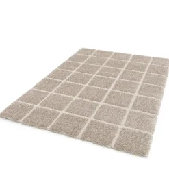 Rechthoekig hoogpolig vloerkleed shaggy stijl taupe 120 x 170 cm