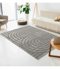 Rechthoekig laagpolig vloerkleed eigentijds patroon grijs 160 x 230 cm