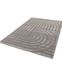 Rechthoekig laagpolig vloerkleed eigentijds patroon grijs 160 x 230 cm