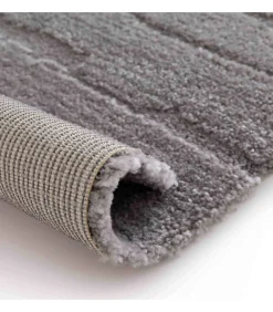 Rechthoekig laagpolig vloerkleed effen grijs patroon 120 x 170 cm