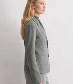 Regular blazer van krijtstreepjersey