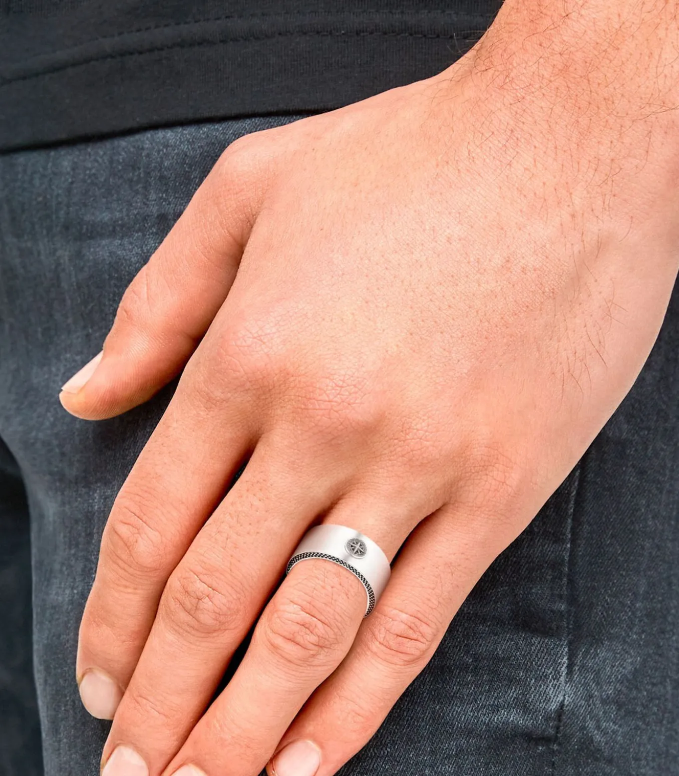 Ring voor mannen, roestvrij staal | Kompas