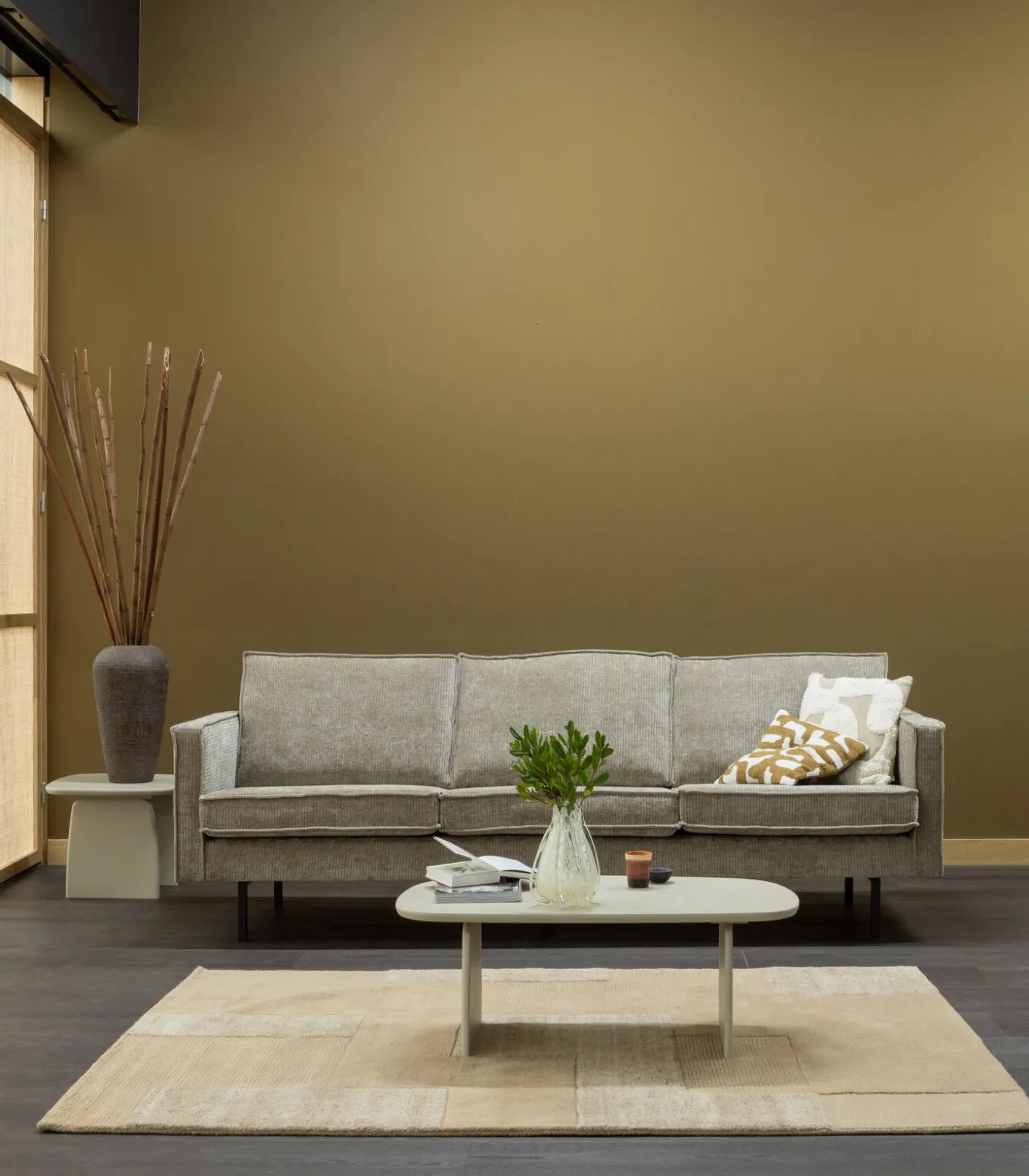 Rodeo Zits Bank - Ribstof - Donkerzand - 85x277x86