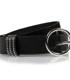 Ronde, generfde damesriem Zwart