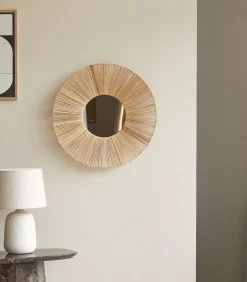 Ronde spiegel van natuurvezel 60 cm Iris
