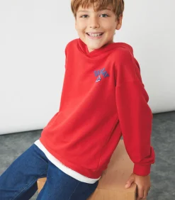 Rood Jongens Sweatshirt Lange Mouwen Kapuchon