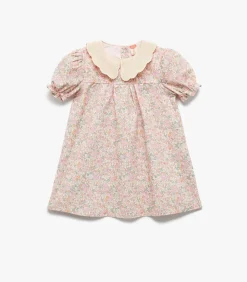 Roze Babyjurk Korte Mouwen Bloemenprint