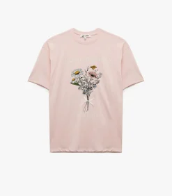 Roze T-shirt Korte Mouwen Bloemenprint