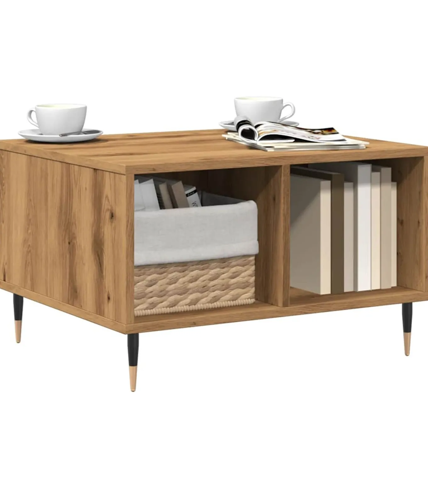 Salontafel 60x50x36,5 cm bewerkt hout artisanaal eikenkleur