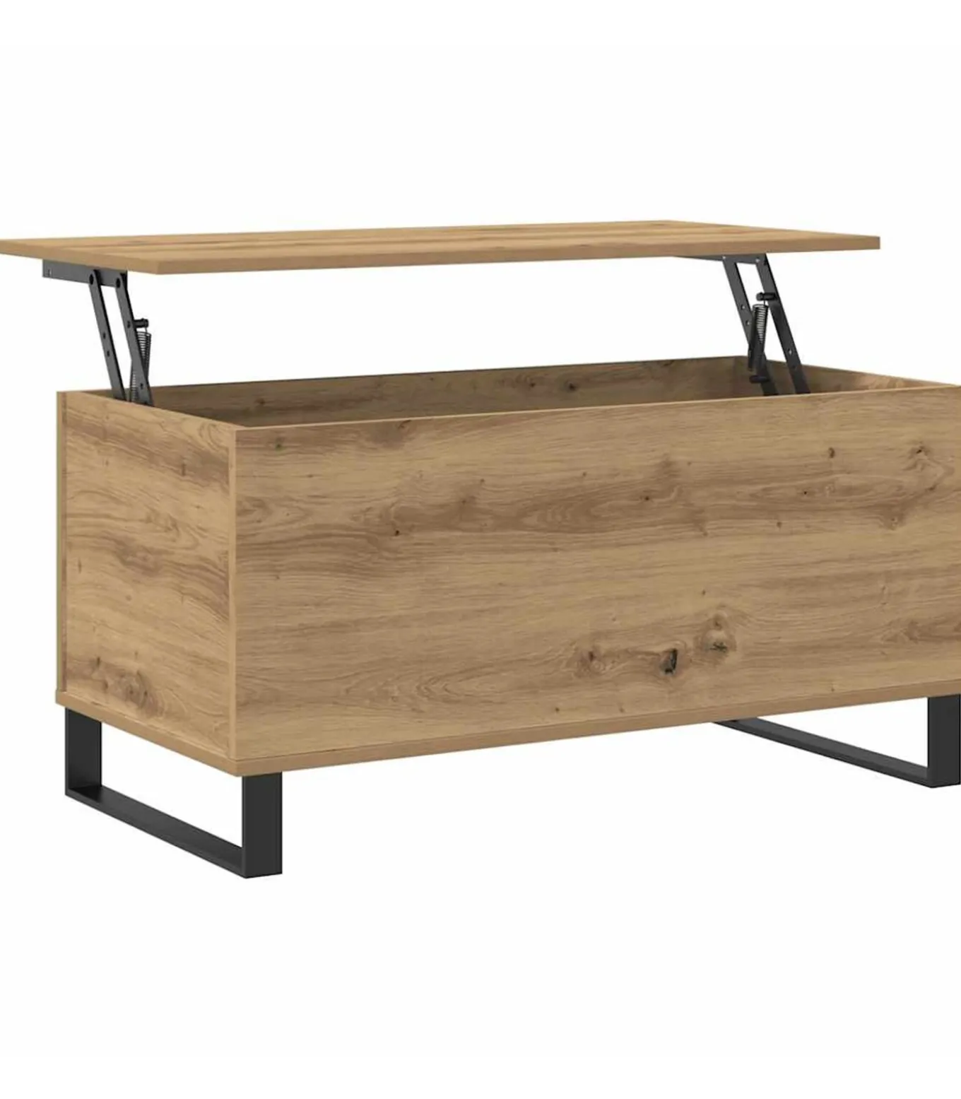 Salontafel 90x44,5x45 cm bewerkt hout artisanaal eikenkleurig