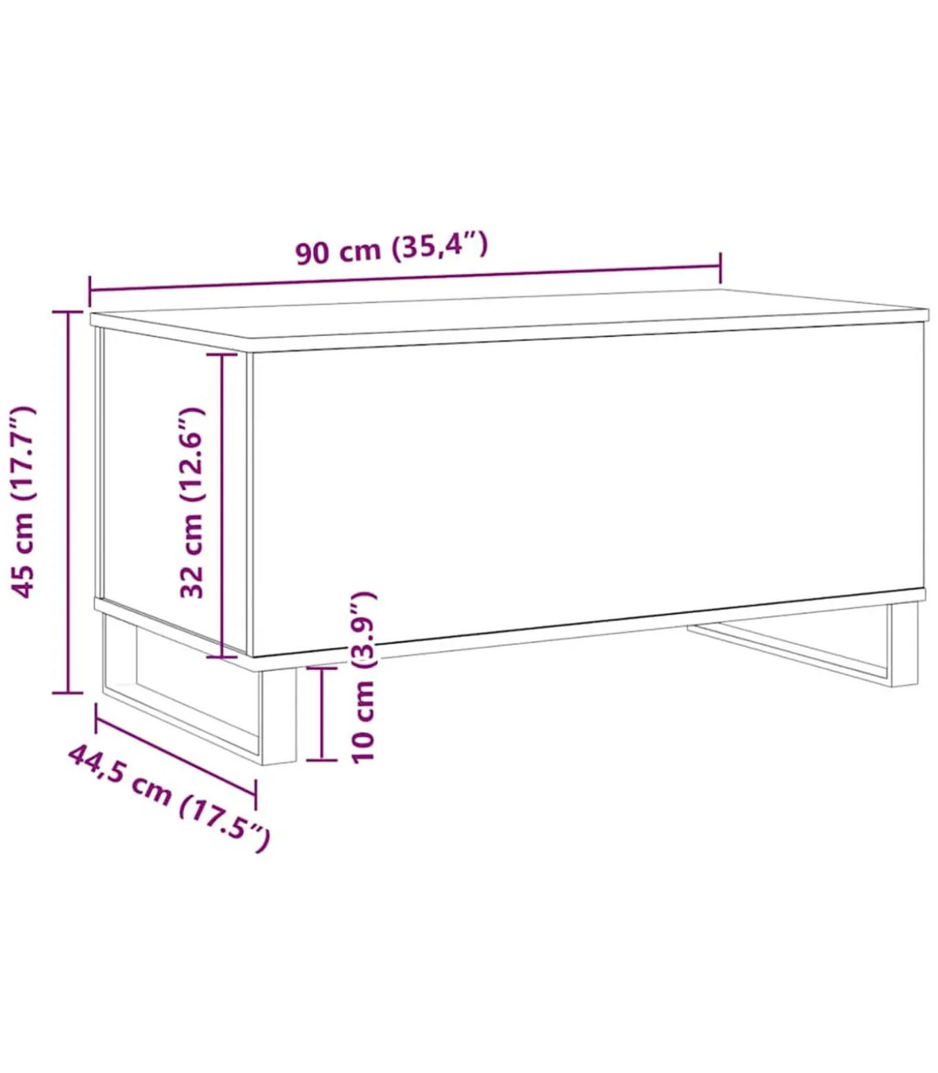 Salontafel 90x44,5x45 cm bewerkt hout artisanaal eikenkleurig