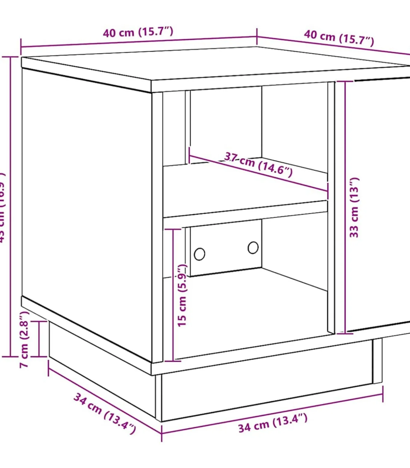 Salontafel 40x40x43 cm bewerkt hout artisanaal eikenkleurig
