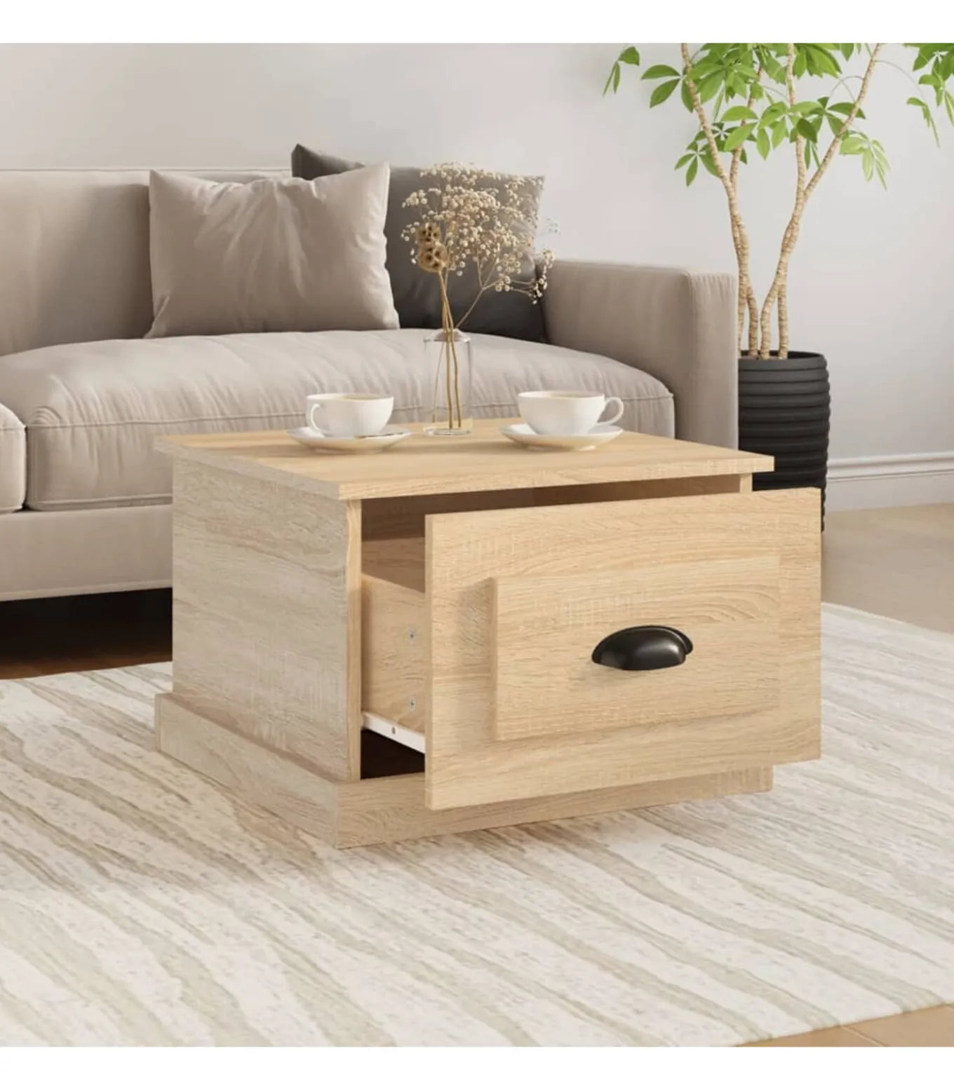 Salontafel 50x50x35 cm bewerkt hout sonoma eikenkleurig