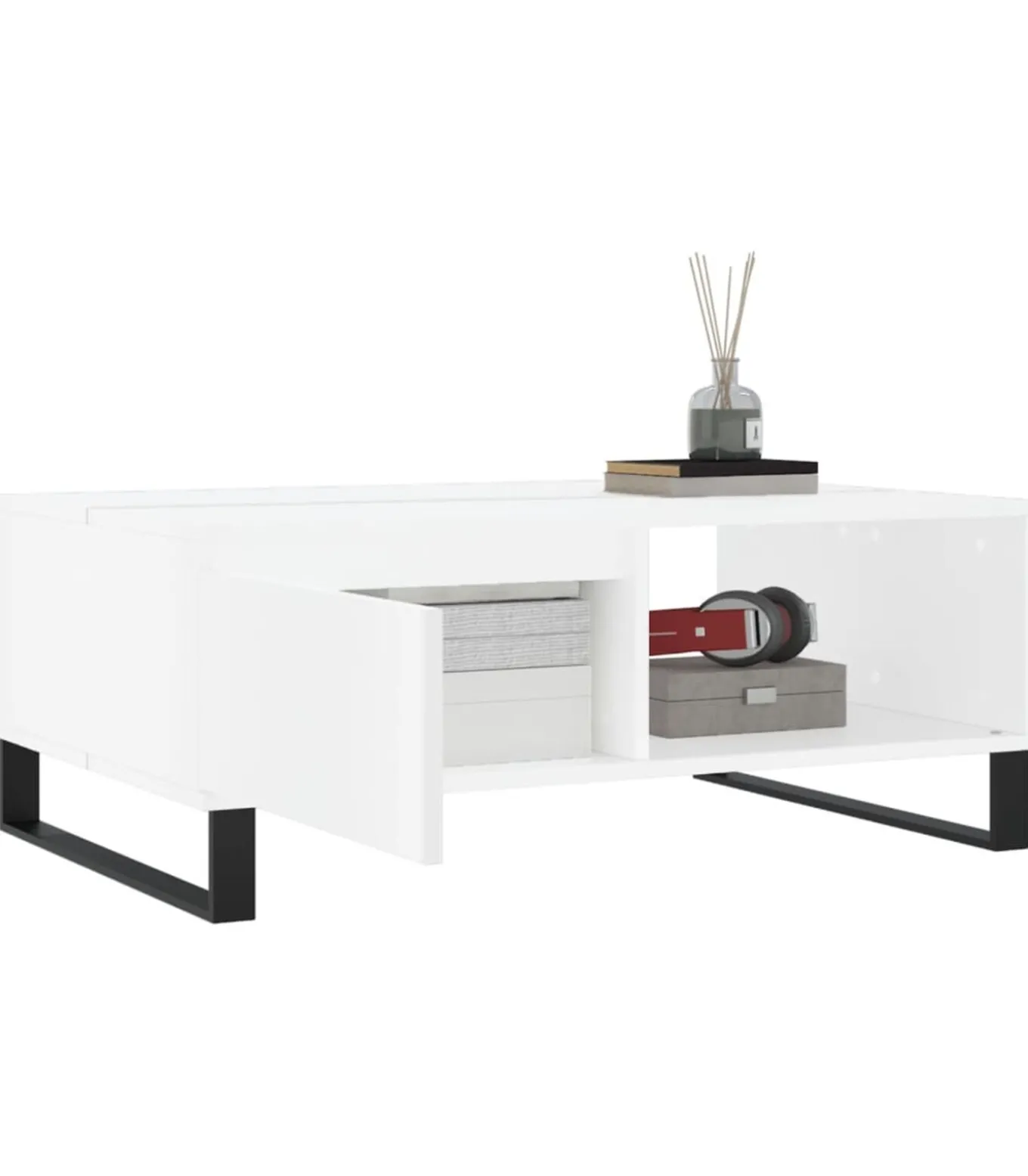 Salontafel 90x60x35 cm bewerkt hout wit