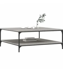 Salontafel 100x100x40 cm bewerkt hout grijs sonoma eikenkleurig