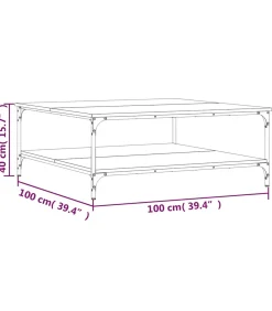 Salontafel 100x100x40 cm bewerkt hout grijs sonoma eikenkleurig