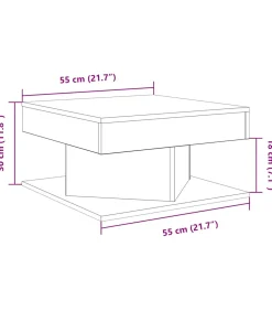 Salontafel 55x55x30 cm bewerkt hout artisanaal eikenkleurig