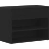 Schoenenbank met plank Zwart eiken 60 x 30 x 45 cm Bewerkt hout