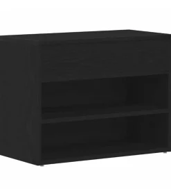 Schoenenbank met plank Zwart eiken 60 x 30 x 45 cm Bewerkt hout