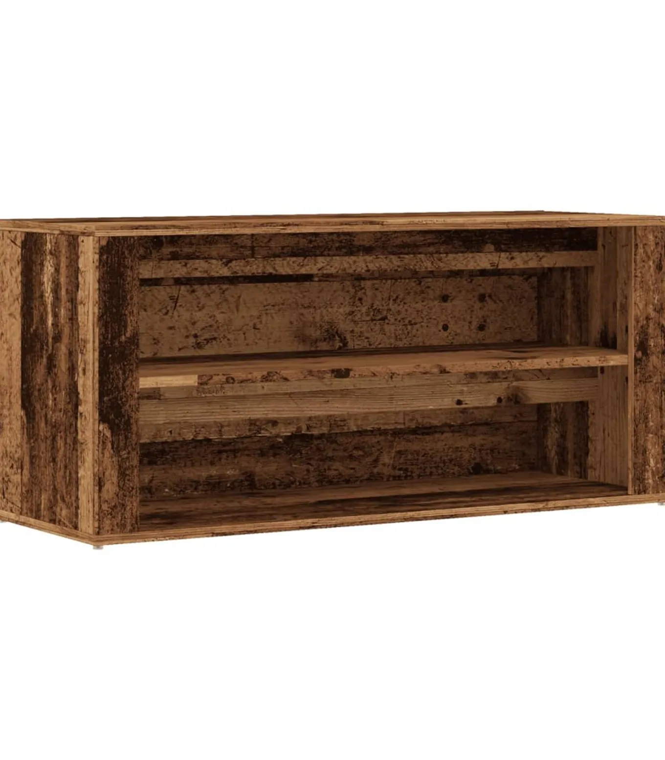 Schoenenbank 100x35x45 cm bewerkt hout oud houtkleurig