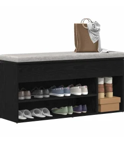 Schoenenbank 102x30,5x45 cm spaanplaat zwart eikenkleurig