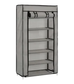 Schoenenkast met hoes 58x28x106 cm stof grijs