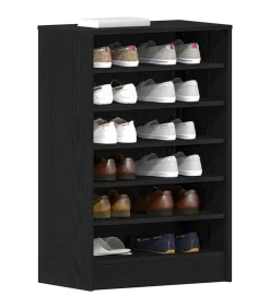 Schoenenkast met plank Zwart eiken 60 x 35 x 92 cm Bewerkt hout